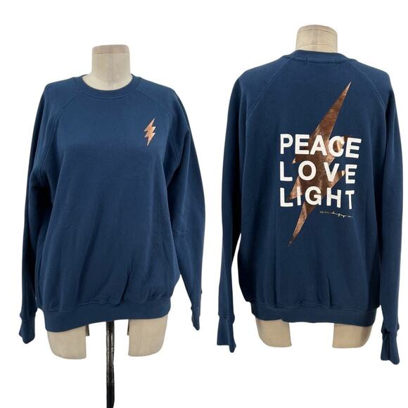 Spiritual Gangster Peace Love Light Sweatshirt Long Sleeve Blue Rose Gold Medium - Picture 1 of 12